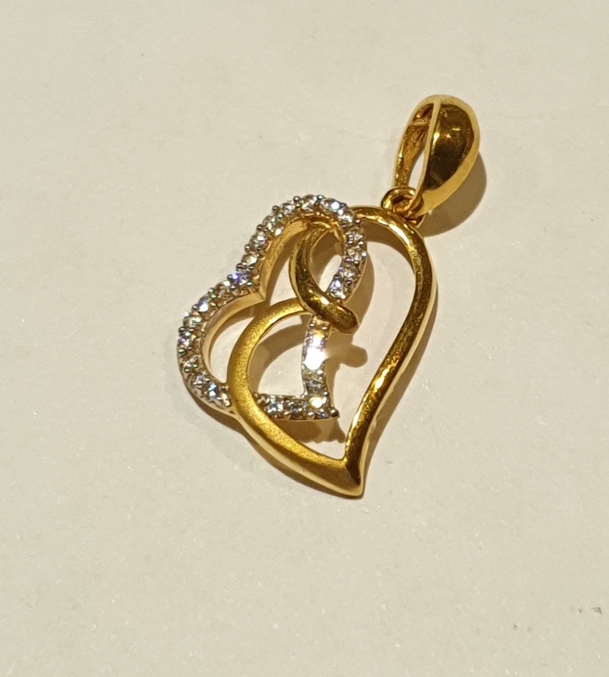 22 ayar altın CZ kalp kolye 22 ayar altın CZ kalp kolye