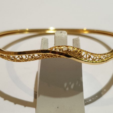 22ct Gold Jali Wave Single Bangle