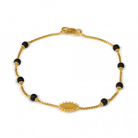 22ct Gold Black Beads Ladies Bracelet
