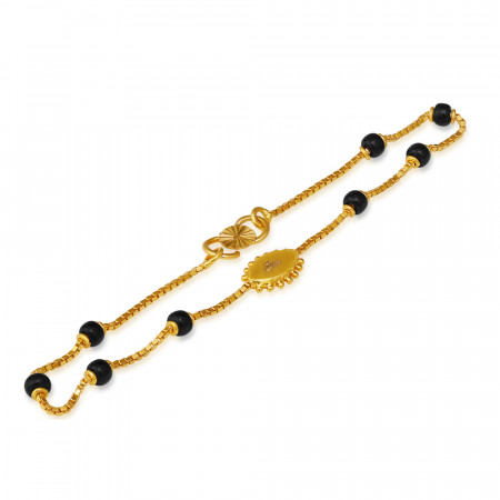 سوار نسائي من الخرز الأسود عيار 22 قيراط من الذهب الأسود سوار نسائي من الخرز الأسود عيار 22 قيراط من الذهب الأسود