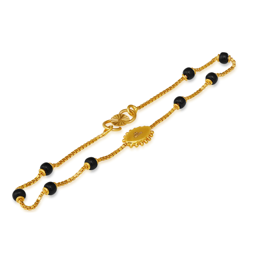 سوار نسائي من الخرز الأسود عيار 22 قيراط من الذهب الأسود سوار نسائي من الخرز الأسود عيار 22 قيراط من الذهب الأسود