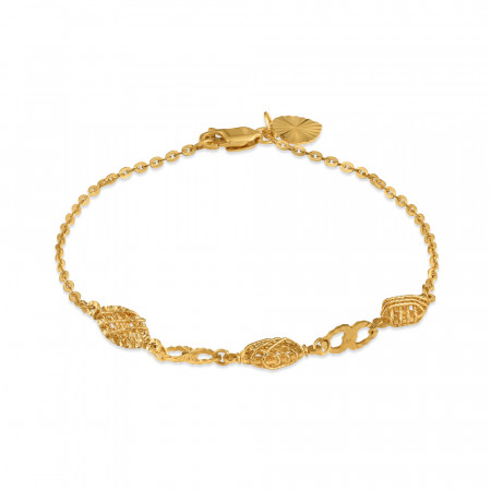 22ct Gold Textured Link Bracelet with Charm Detail