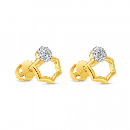 22ct Gold Modern Hexa CZ Stud Earrings 22ct Gold Modern Hexa CZ Stud Earrings
