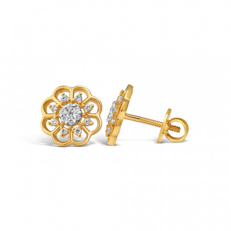 22ct Gold Floral Stud Earrings with CZ Accents 22ct Gold Floral Stud Earrings with CZ Accents
