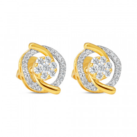 Floral CZ Stud Earrings in 22ct Gold Floral CZ Stud Earrings in 22ct Gold
