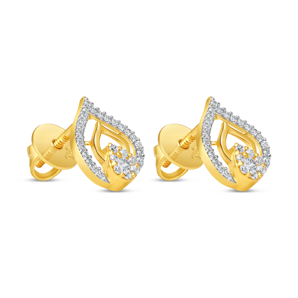 22 Karat Gold-Ohrstecker mit Zirkonia in Tropfenform 22 Karat Gold-Ohrstecker mit Zirkonia in Tropfenform