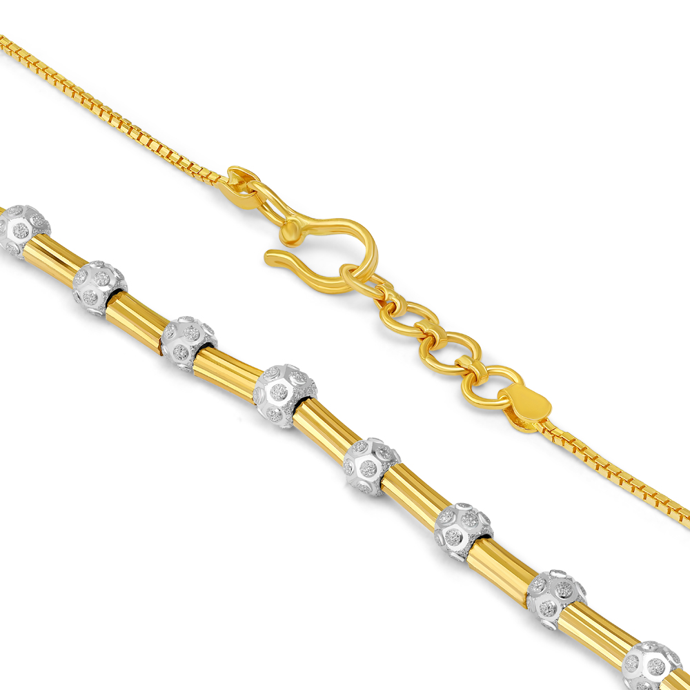 سلسال الخرز المتلألئ البرميلي المشع من الذهب عيار 22 قيراط سلسال الخرز المتلألئ البرميلي المشع من الذهب عيار 22 قيراط