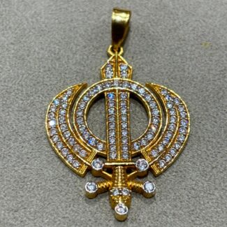22ct Gold Khanda Pendant with CZ Stones