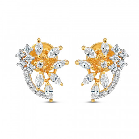 Gold Stud Earring with CZ Stones