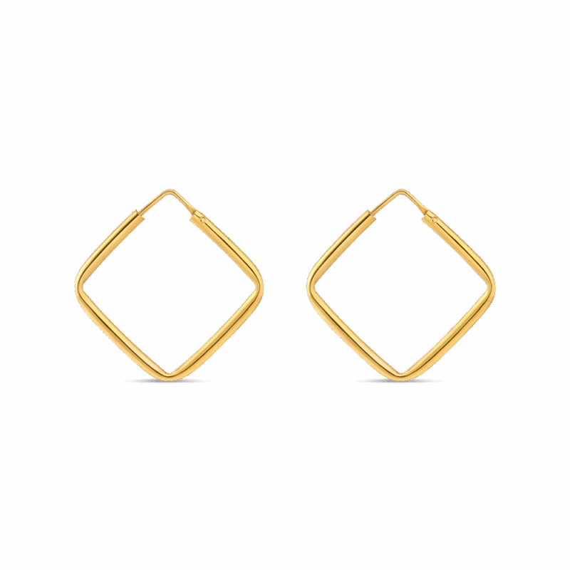 أقراط دائرية ذهبية مربعة الشكل من الذهب أقراط دائرية ذهبية مربعة الشكل من الذهب