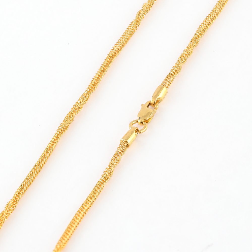 سلسلة ذيل الثعلب الملتوي من الذهب عيار 22 قيراط | 16 بوصة | سمك 2 مم سلسلة ذيل الثعلب الملتوي من الذهب عيار 22 قيراط | 16 بوصة | سمك 2 مم