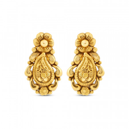 قرط مرصع ذهبي عيار 22 قيراط | طلاء نهائي عتيق