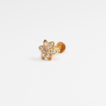 18ct Gold | Flower Nose Pin Stud | 6mm Thick