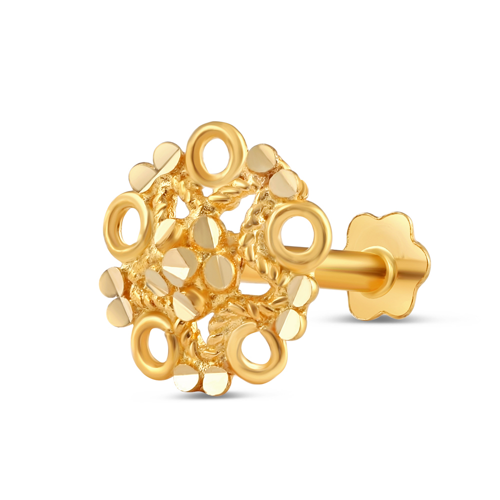 18ct Gold | Gold Flower Nose Stud | 6.95mm Thick