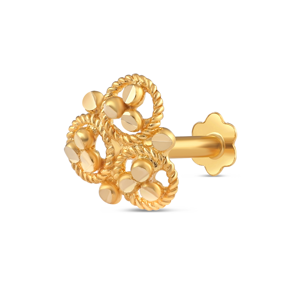 18 Ayar Altın | Sarı Altın Telkari Burun İğnesi Saplama | 7,6mm Çap 18 Ayar Altın | Sarı Altın Telkari Burun İğnesi Saplama | 7,6mm Çap