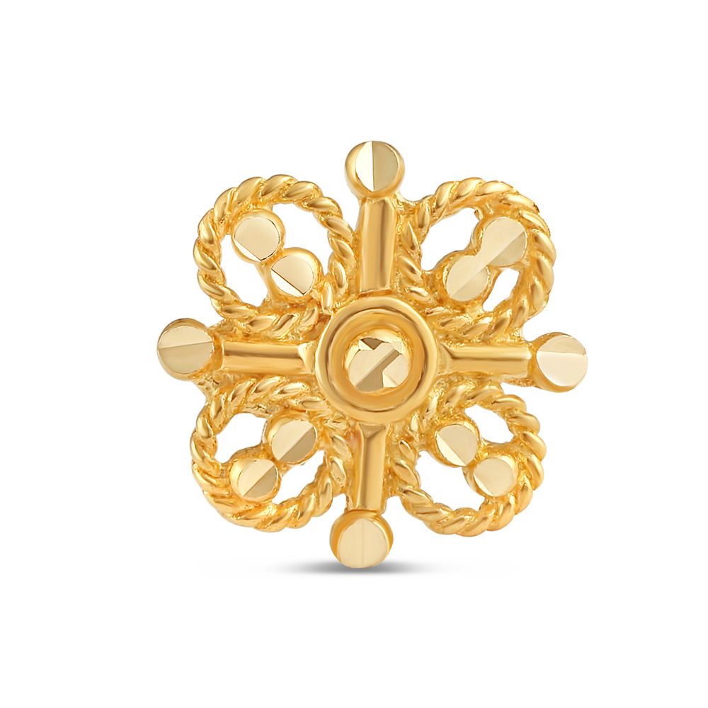 مسمار تثبيت الأنف من الذهب الأصفر عيار 18 قيراط | ذهب أصفر مزخرف | قطر 7.6 ملم مسمار تثبيت الأنف من الذهب الأصفر عيار 18 قيراط | ذهب أصفر مزخرف | قطر 7.6 ملم