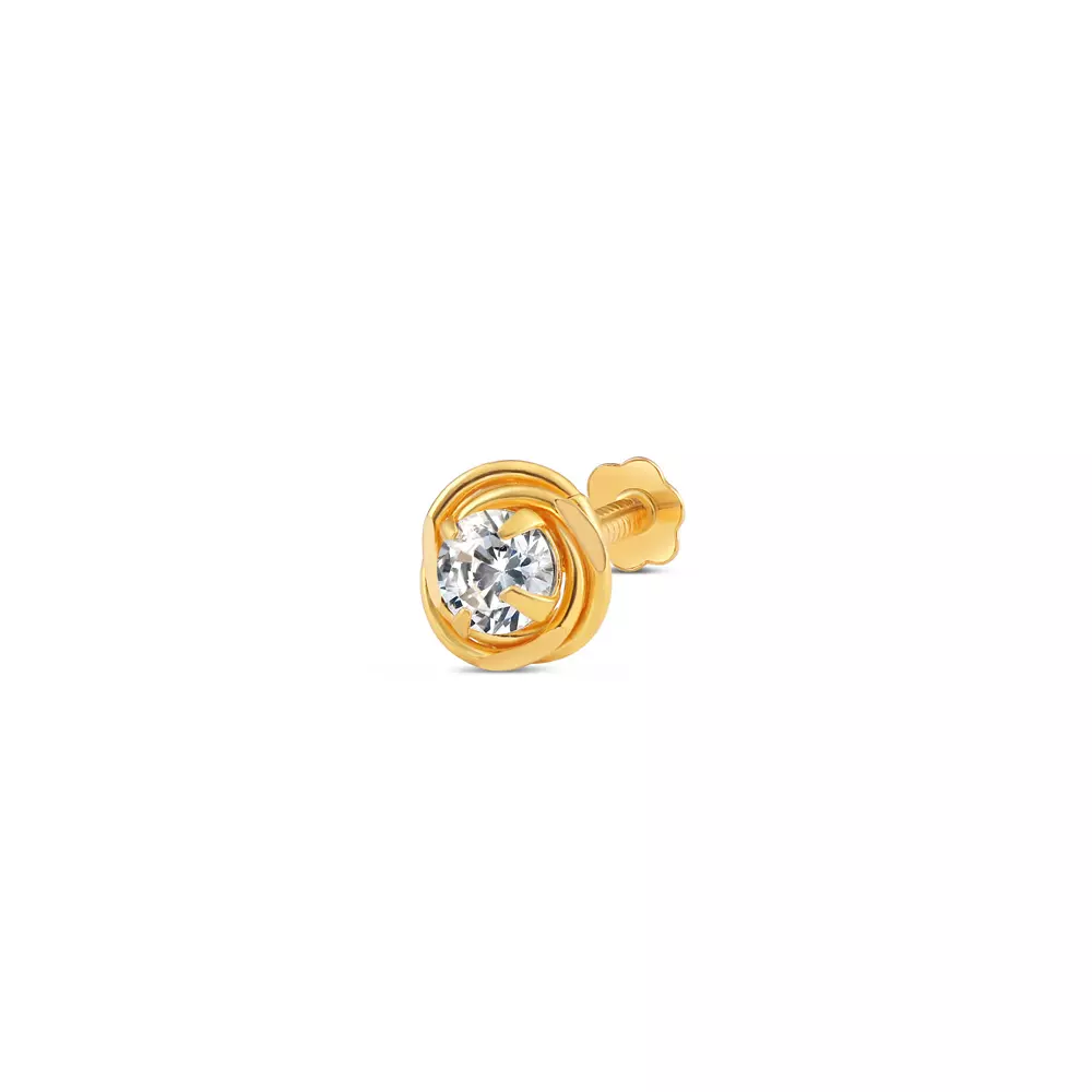 18ct Gold | Round CZ Nose Pin Stud | 4.45mm Thick 18ct Gold | Round CZ Nose Pin Stud | 4.45mm Thick