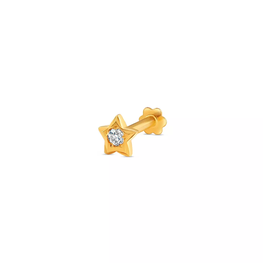 18ct Gold | Star CZ Nose Pin Stud | 3.7mm Thick 18ct Gold | Star CZ Nose Pin Stud | 3.7mm Thick