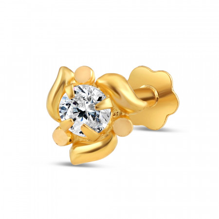 مسمار أنف ذهبي من الذهب عيار 18 قيراط CZ بسمك 2.5 مم مسمار أنف ذهبي من الذهب عيار 18 قيراط CZ بسمك 2.5 مم