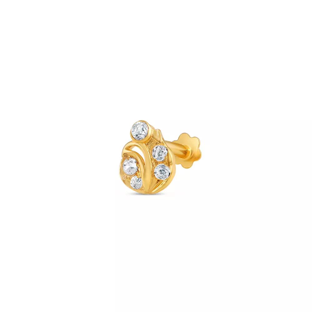 18ct Gold CZ Stone Nose Pin | 5.7mm Thick 18ct Gold CZ Stone Nose Pin | 5.7mm Thick