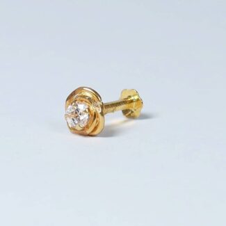 18ct Gold | Round CZ Nose Pin Stud | 4.45mm Thick 18ct Gold | Round CZ Nose Pin Stud | 4.45mm Thick