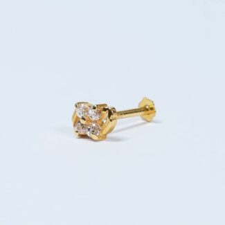 18ct Gold | CZ Stone Gold Nose Pin Stud | 6.5mm Thick 18ct Gold | CZ Stone Gold Nose Pin Stud | 6.5mm Thick