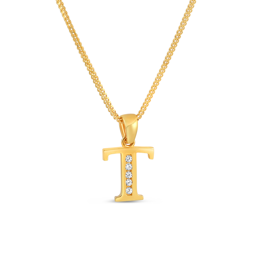 Gold-Alphabet-Anhänger mit CZ-Steinen