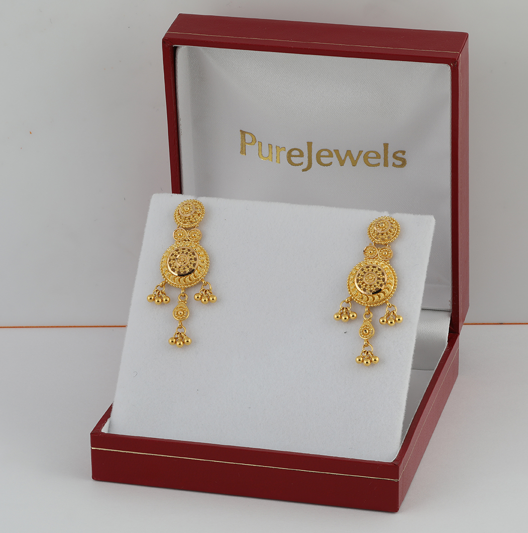 أقراط الزفاف المتدلية من الذهب الأصفر عيار 22 قيراط | أقراط الزفاف المتدلية أقراط الزفاف المتدلية من الذهب الأصفر عيار 22 قيراط | أقراط الزفاف المتدلية