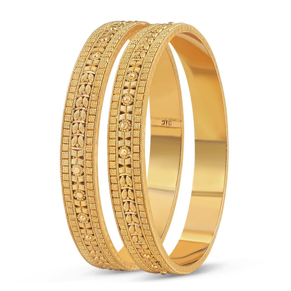 22 Kt Yellow Gold Bangle | Jali Collection | Size 2.6 22 Kt Yellow Gold Bangle | Jali Collection | Size 2.6