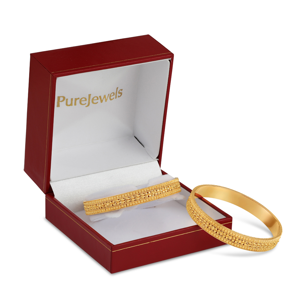 22 Kt Yellow Gold Bangle | Jali Collection | Size 2.6 22 Kt Yellow Gold Bangle | Jali Collection | Size 2.6