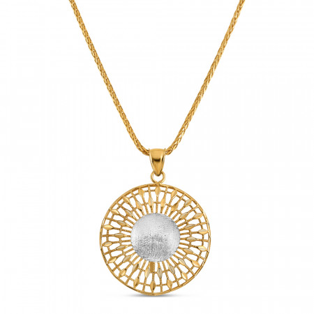Round Fancy Pendant in 22ct Gold | Rhodium Finish