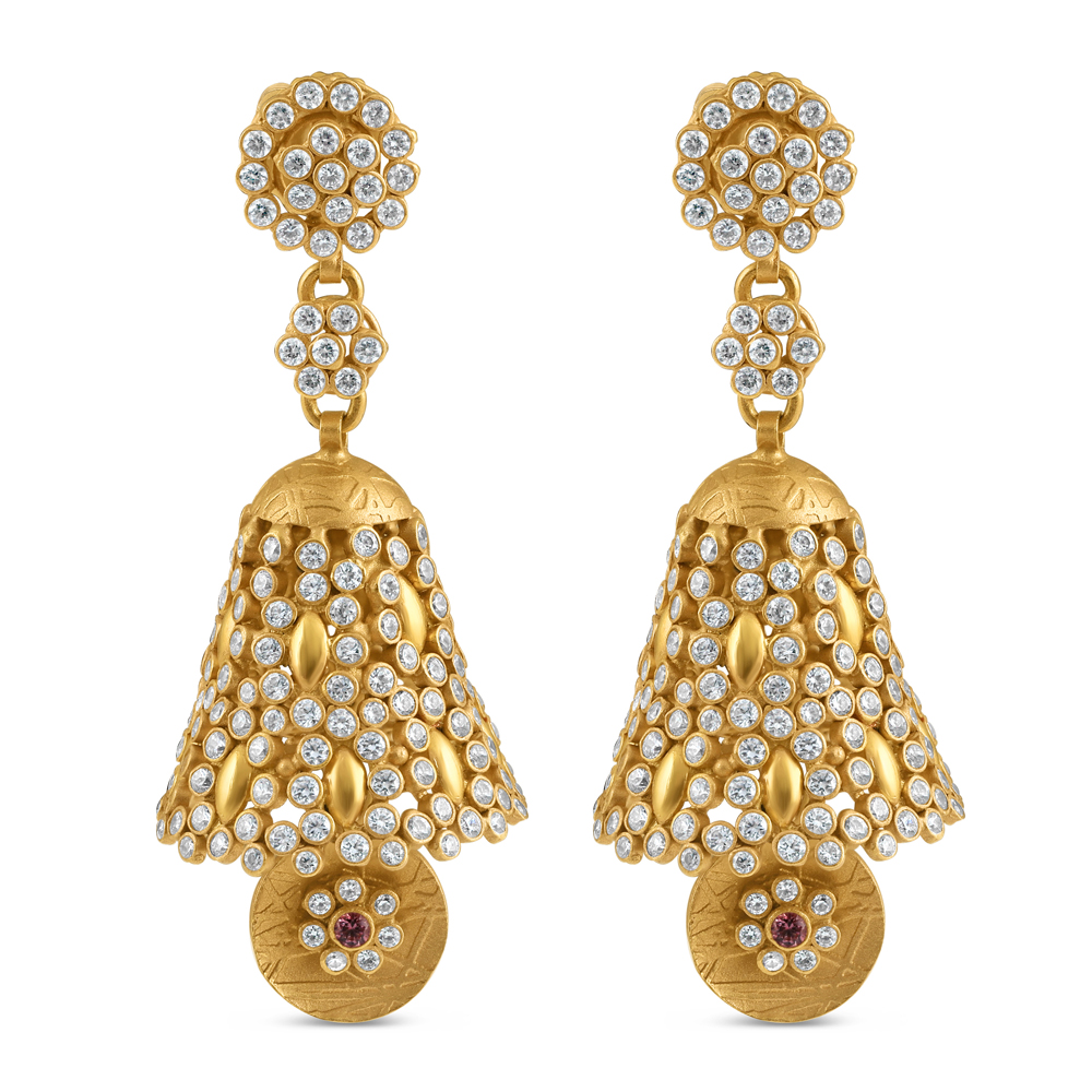 Gold Jhumka Earrings For Wedding in 22ct Gold