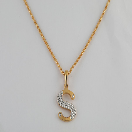 22ct Gold Initial S Anhänger | Rhodium Finish