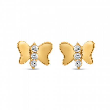 22ct Gold & CZ Stone Butterfly Ear Studs