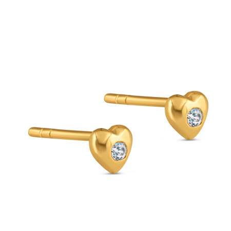 22 Ayar Altın Tek Taş Kalp Saplama Küpe 22 Ayar Altın Tek Taş Kalp Saplama Küpe