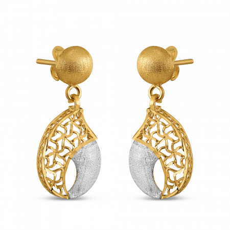 22ct Gold Fancy Drop Earrings | Rhodium Finish