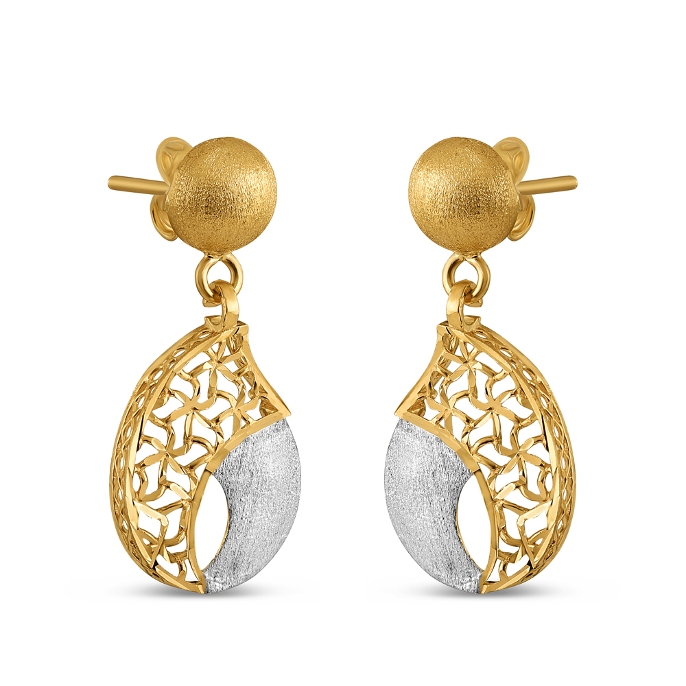 22ct Gold Fancy Drop Earrings | Rhodium Finish