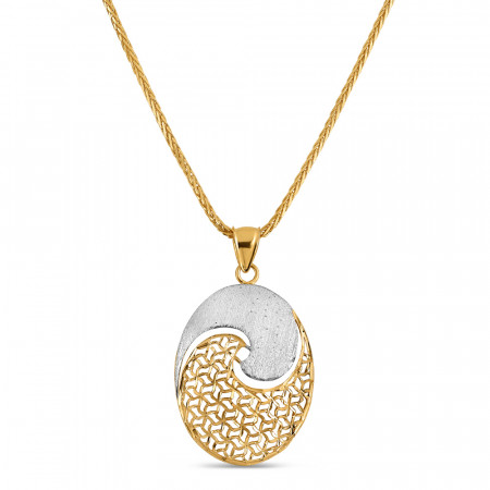 22ct Gold Oval Pendant | Rhodium Finish