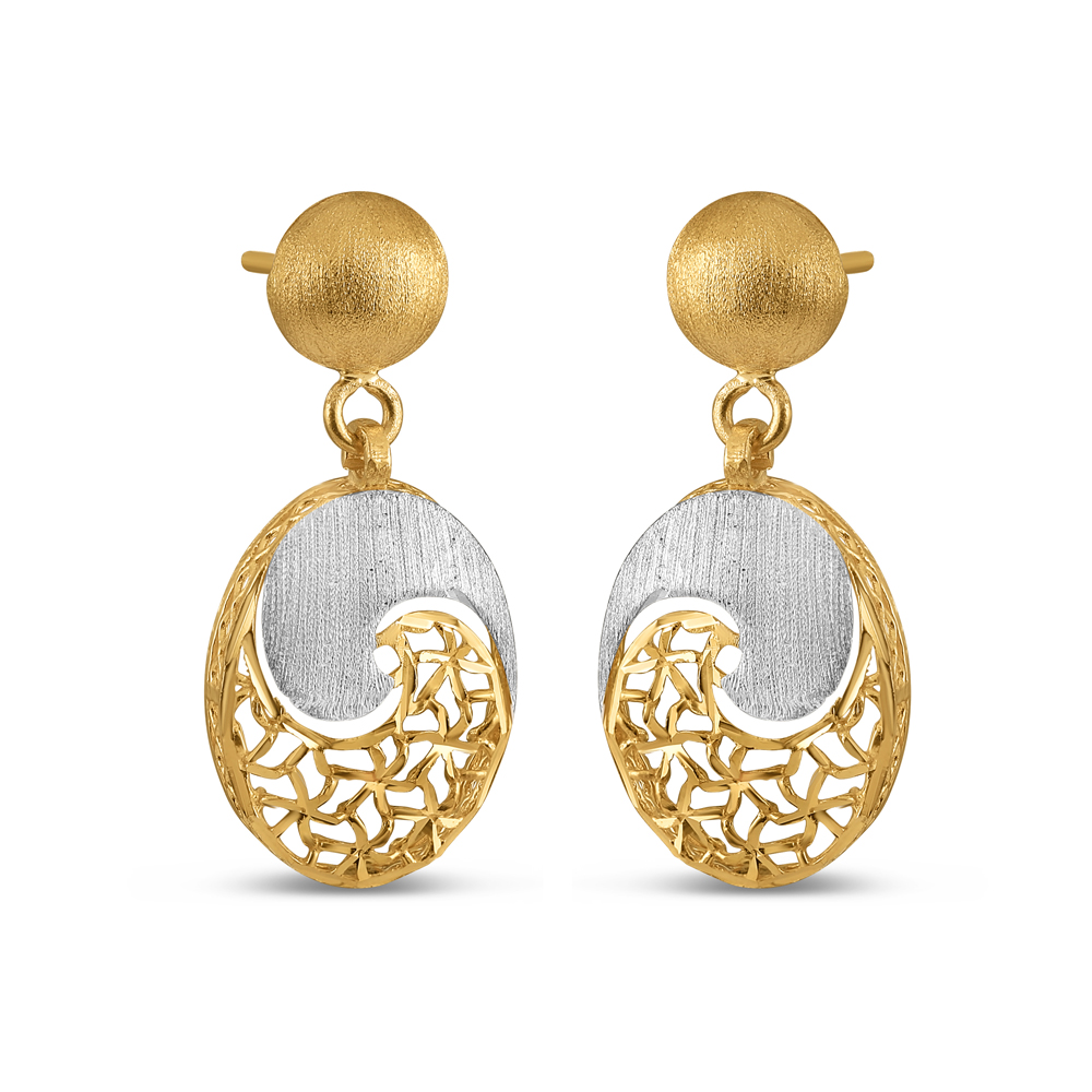 22ct Gold Oval Tropfen Ohrringe | Rhodium Finish
