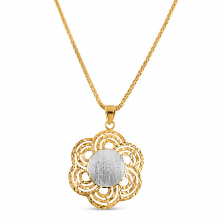22ct Gold Fancy Floral Pendant | Rhodium Finish 22ct Gold Fancy Floral Pendant | Rhodium Finish