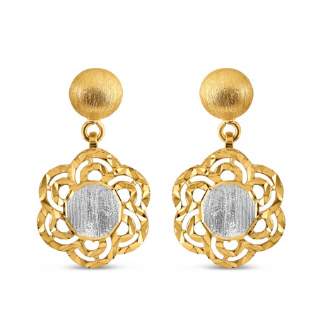 22ct Gold Floral Earrings | Rhodium Finish 22ct Gold Floral Earrings | Rhodium Finish