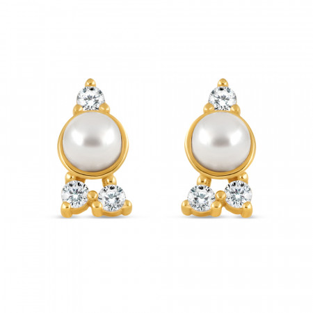 22ct Gold Fancy Pearl CZ Earrings 22ct Gold Fancy Pearl CZ Earrings
