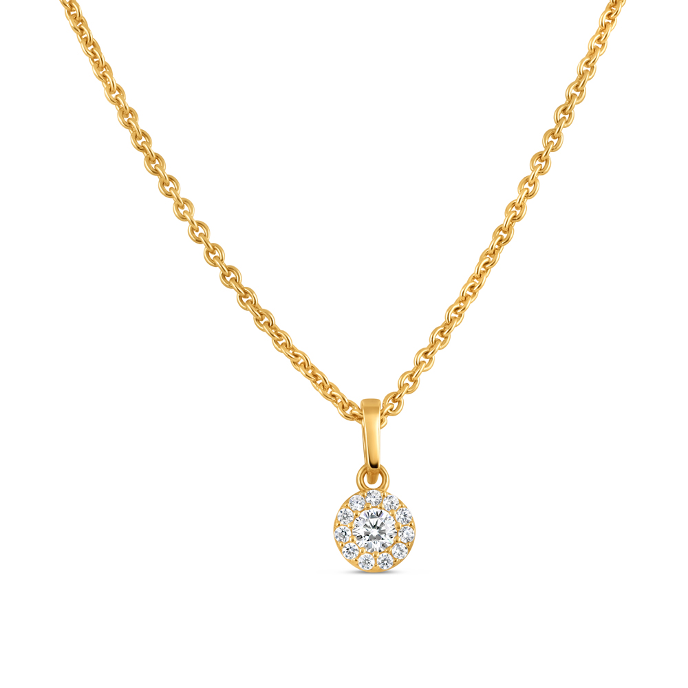قلادة دائرية من الذهب عيار 22 قيراط | حجر CZ قلادة دائرية من الذهب عيار 22 قيراط | حجر CZ