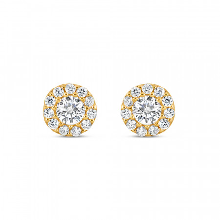 22ct Gold Petite Round Earrings With CZ Stone
