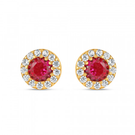 22ct Gold Round Pink CZ Earrings 22ct Gold Round Pink CZ Earrings