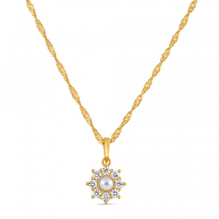 22ct Gold Pearl CZ Pendant