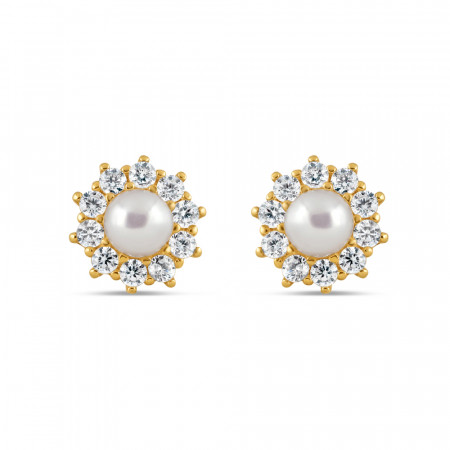 22ct Gold Pearl CZ Earrings