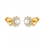 22 Ayar Altın İnci CZ Küpe 22 Ayar Altın İnci CZ Küpe