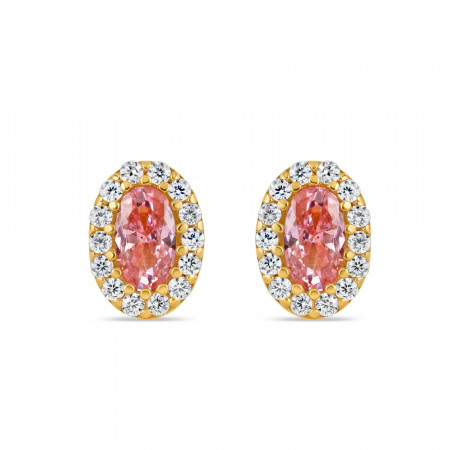 22ct Gold Pink CZ Oval Ear Studs 22ct Gold Pink CZ Oval Ear Studs