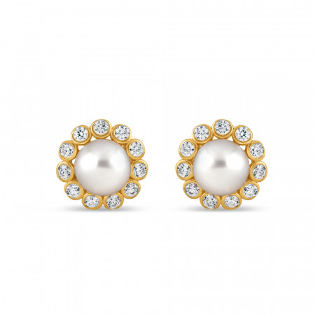 22ct Gold CZ Earring with Pearl 22ct Gold CZ Earring with Pearl